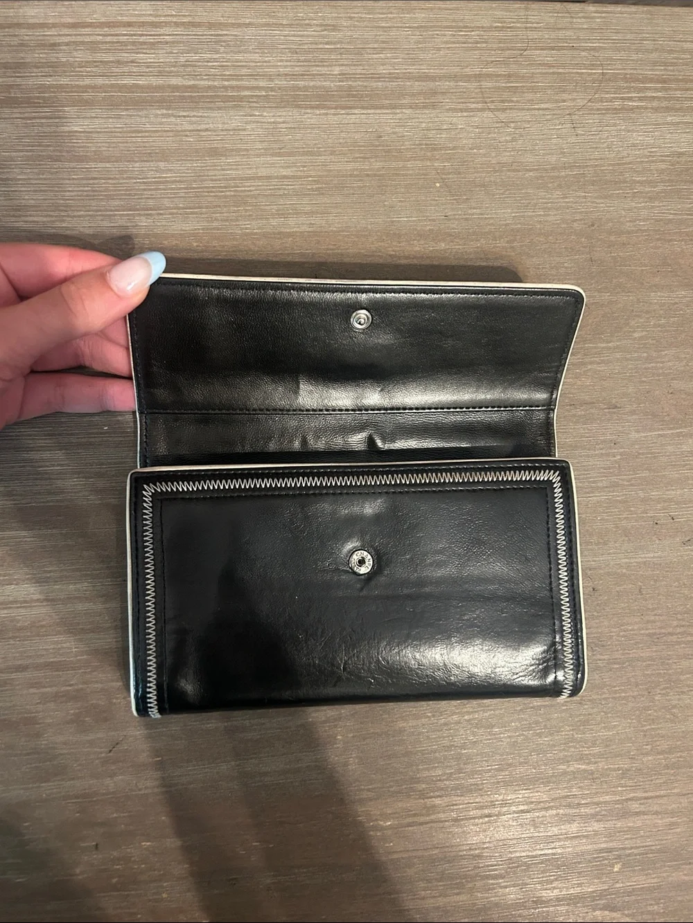 Chanel Long Wallet with East West Stitch and Piping
